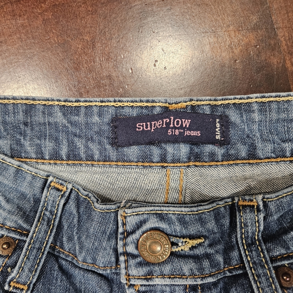 Womens Levi's Superlow 518 Denim Jeans Size 9 S/C Bootcut Wide Leg